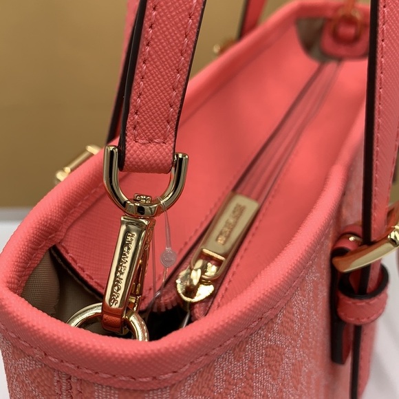 MICHAEL KORS CARRYALL XSMALL CONVERTIBLE TOP ZIP TOTE XBODY GRAPEFRUIT MULTI - Picture 15 of 16